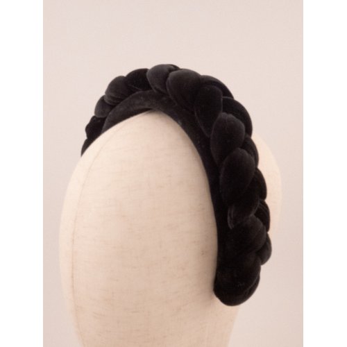 Braided Velvet Headband Noir - [Product category] handmade in France.
