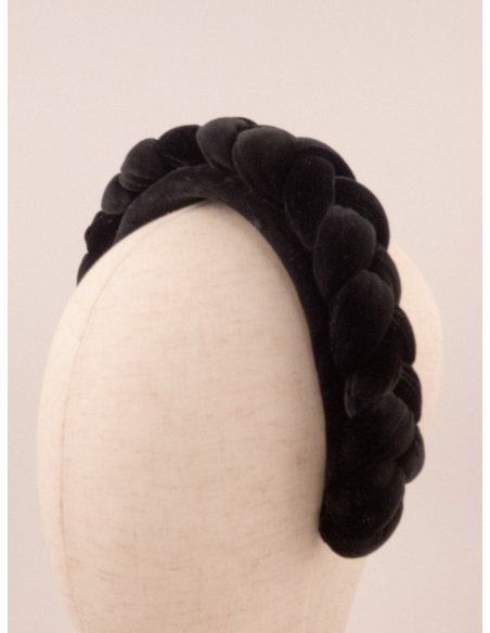 Braided Velvet Headband Noir - [Product category] handmade in France.