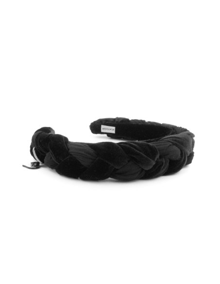 Braided Velvet Headband Noir - [Product category] handmade in France.