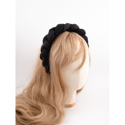 Braided Velvet Headband Noir - [Product category] handmade in France.