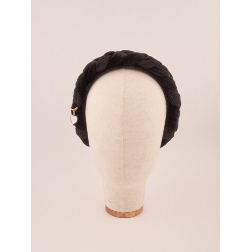 Braided Velvet Headband Noir - [Product category] handmade in France.