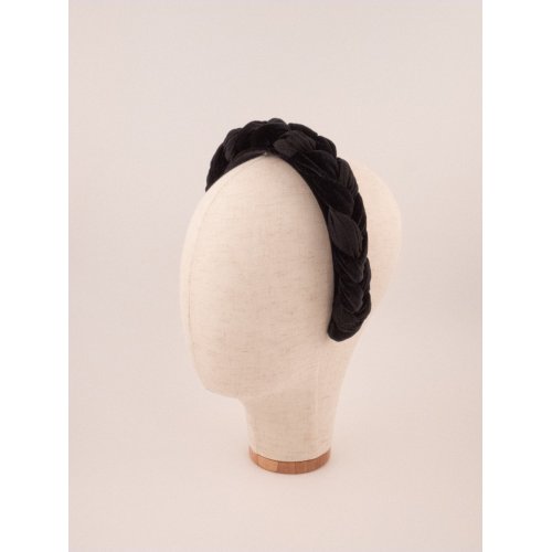 Braided Velvet Headband Noir - [Product category] handmade in France.