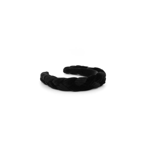Braided Velvet Headband Noir - [Product category] handmade in France.