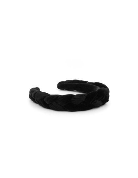Braided Velvet Headband Noir - [Product category] handmade in France.