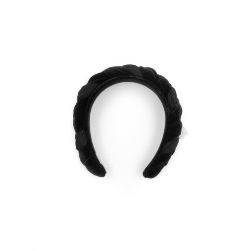 Braided Velvet Headband Noir - [Product category] handmade in France.