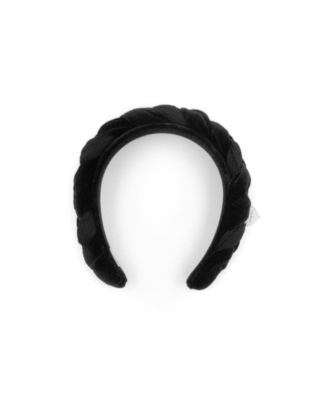 Braided Velvet Headband Noir - [Product category] handmade in France.