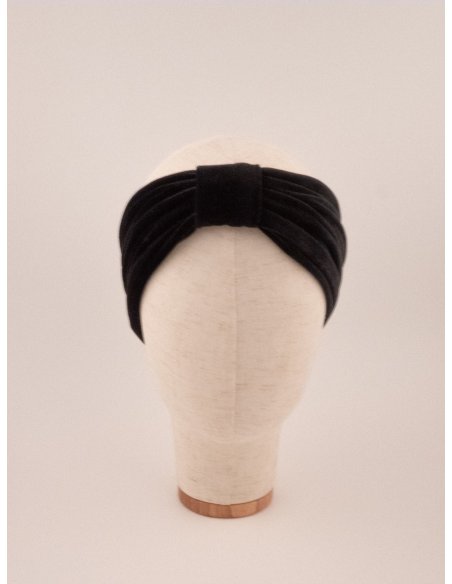 Black Velvet Turban Headband - [Product category] handmade in France.