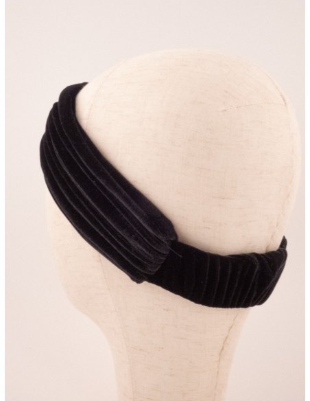 Black Velvet Turban Headband - [Product category] handmade in France.