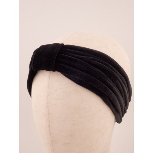 Black Velvet Turban Headband - [Product category] handmade in France.