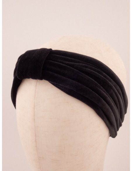 Black Velvet Turban Headband - [Product category] handmade in France.