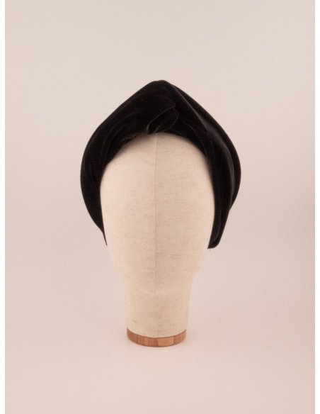 Velvet Turban Bandeau Noir - [Product category] handmade in France.