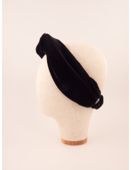 Velvet Turban Bandeau Noir - [Product category] handmade in France.