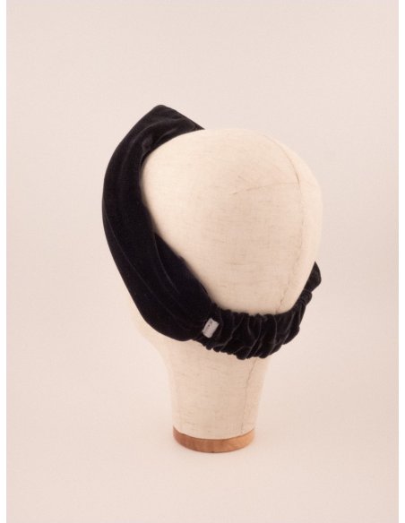 Velvet Turban Bandeau Noir - [Product category] handmade in France.