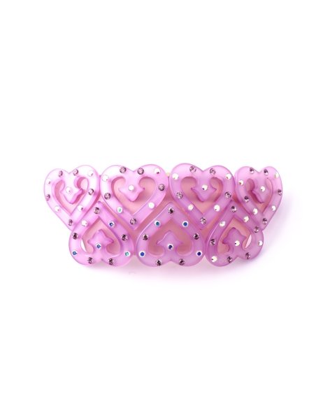 Ponytail Barrette Hair Clip seven Baroque Hearts with Very Light Decoration Light - [Product category] handmade in France.