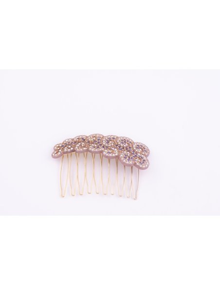 Rock'n Roll Metal Comb Intertwined Hearts Full - [Product category] handmade in France.