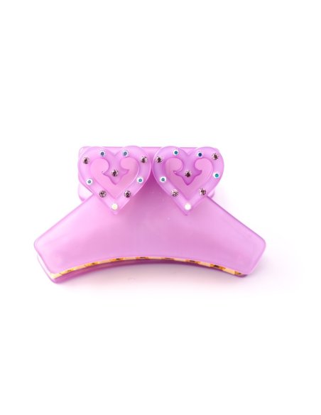 Handmade Metal Hair Clip two Baroque Hearts (X2) with Very Light Decoration Light - [Product category] handmade in France.